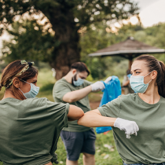 girls doing a cleanup