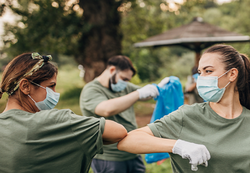 girls doing a cleanup