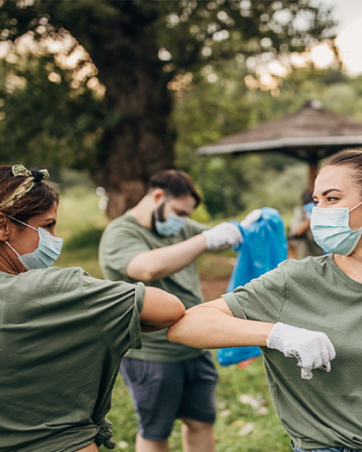 girls doing a cleanup